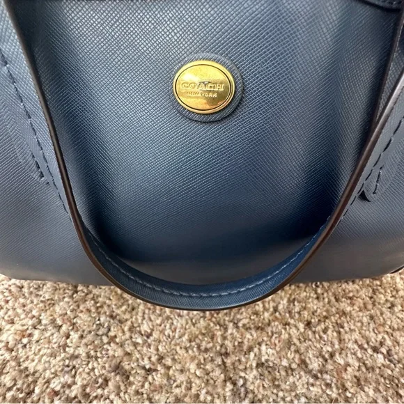 Coach Women's Peyton Leather Nancy Satchel, Navy Blue Handbag - Picture 4 of 14